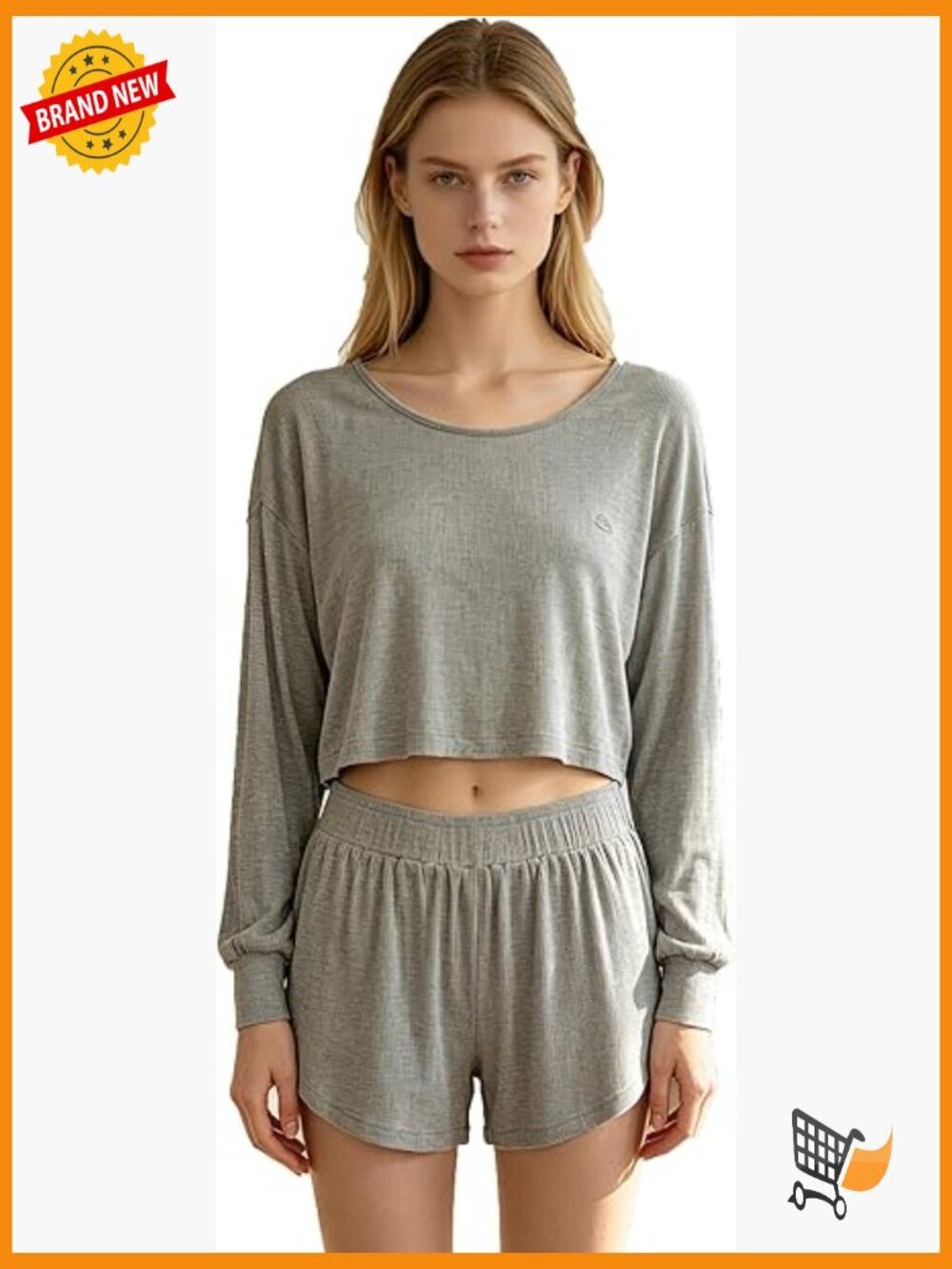 Ribbed Knit Pajama Set - Long Sleeve Top & Shorts 2-Piece Sleepwear